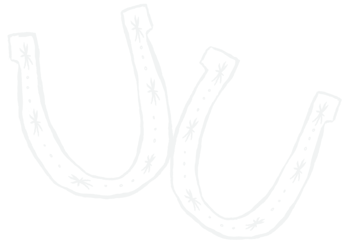 Two outlined horseshoes displayed side by side against a white background, evoking the classic spirit of Brew & Que gatherings where beer and BBQ bring people together.