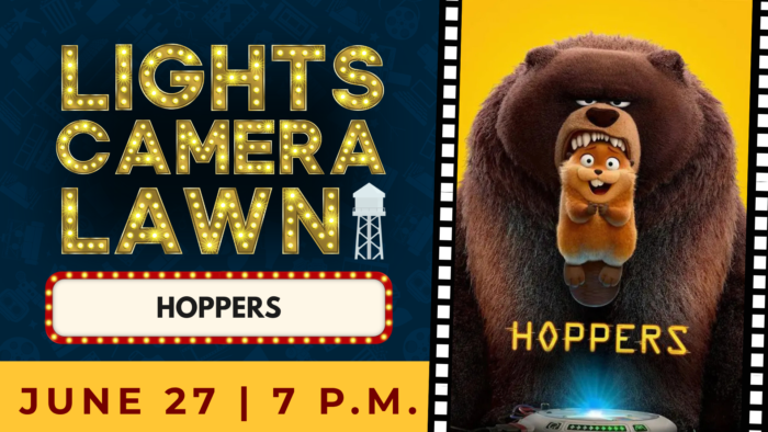Movie on the Lawn advertisement for June 27 for the movie Hoppers.