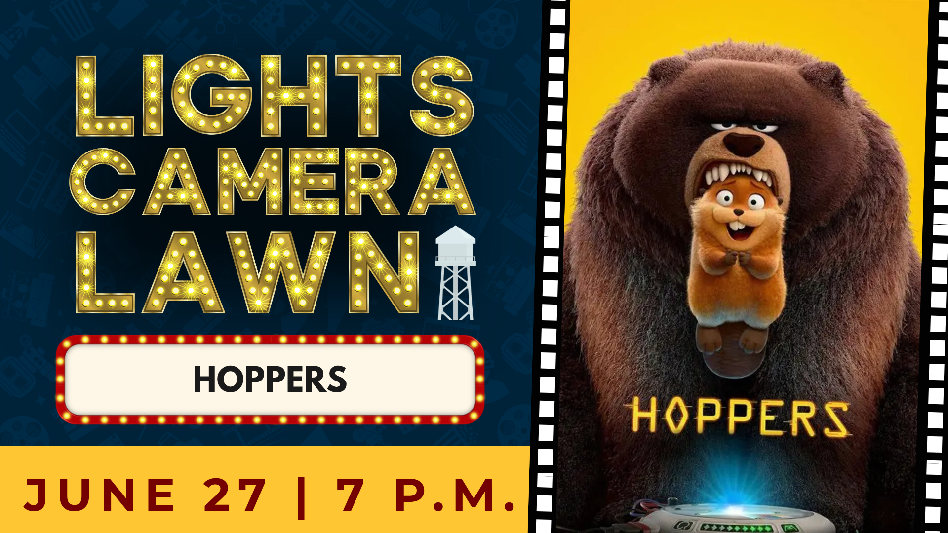 Movie on the Lawn advertisement for June 27 for the movie Hoppers.